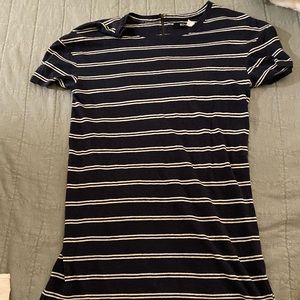 Navy blue and white striped tshirt dress